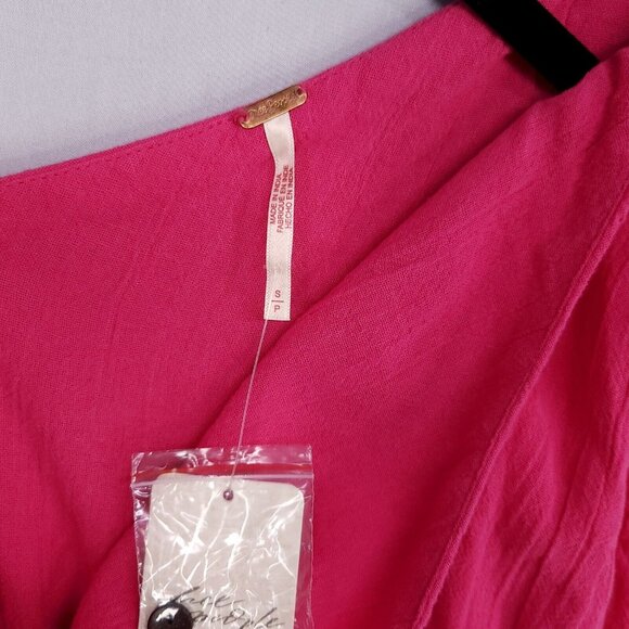 Free People Mini Dress Size Small One Shoulder Side Button Up Ruched Bodycon - Picture 12 of 15